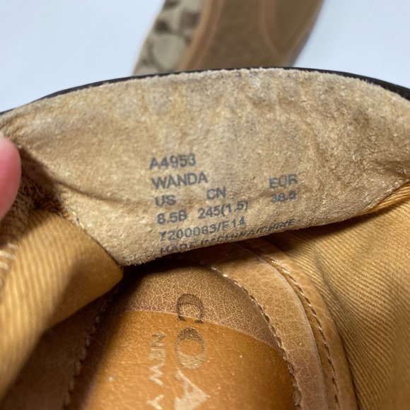 Coach Wanda Signature Logo Patent Flats Brown Tan Size 8.5B - Picture 2 of 5